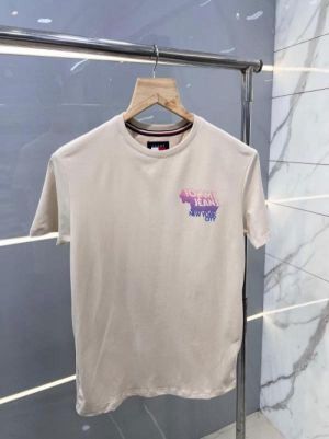 Tomm y Hilfige r Premium Imported Round Neck T Shirts Printed Design Beige 2363