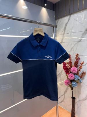 Arman i Exchange Inkblue Premium Cotton Lycra Pique fabric Polo Tshirt with Front Design and Emboss Logo 3160
