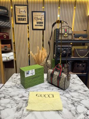 Gucc_i Ophidia Boston Stripe GG Top Handle Bag With Box And Dust Bag 