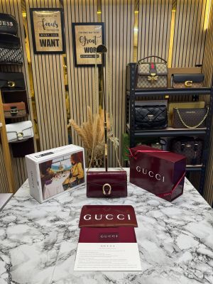 Gucc_i Dionysus Flap Mini Shoulder Bag With Double Og Box And Dust Bag (Wine)