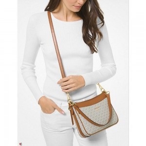 MICHAEL KOR_S JET SET MEDIUM LOGO SHOULDER SLING WITH OG BOX AND DUST BAG (BIEGE BROWN)284