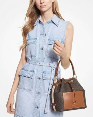 Michael_Kors Maeve Medium Bucket Bag With Dust Bag (Brown) (V-100829)