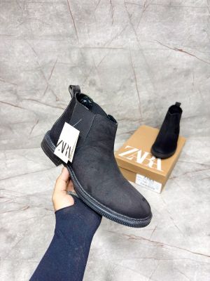 _ZARA_SUEDE_LEATHER_CHELSEA_BOOT_BLACK