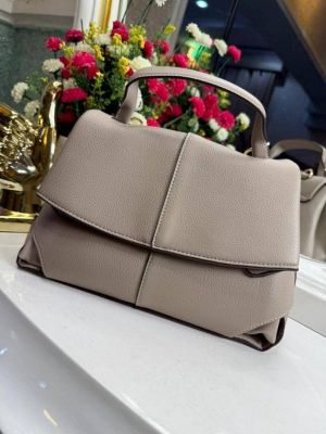 Polene Numero Un Leather Top-Handle Bag (Grey-P06394)