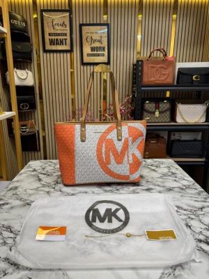 Michael_Kors Carter Tote Bag With Dust Bag Including Card (Orange) (V-21004)