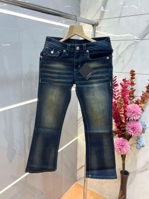 True Religio n Green Shade Boot cut Premium Imported Stretchable lycra fabric Denim with back flap pocket Design 3846