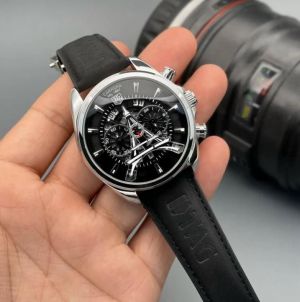 Tag Paris Black Leather Silver Ring Watch 