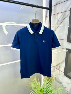 Fred Perry Blue Polo Premium Collar Neck T-shirt F3462-BU