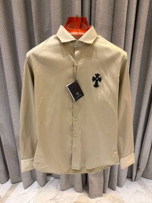 Chrome Heart Chest Logo Full Sleeves Shirt Beige 