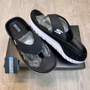 _SKECHERS_GO RECOVER BLACK WHITE SIMPLEX SLIPPER