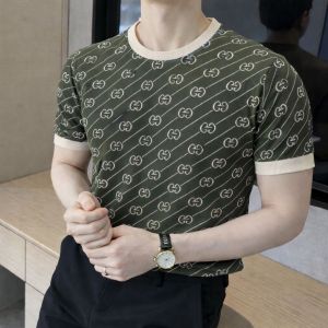 Gucc i Imported Monogram Green knitted Super Premium Round Neck T-shirt F3511-GR