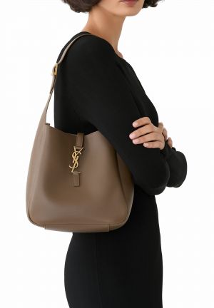 Ysl Saint Laurent Le 5  7 Mini Hobo Textured-Leather Khakhi Shoulder Bag With OG Box Dust cover & Carry Bag Medium Khakhi 6090