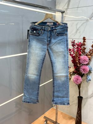 True Religio n Blue Shade Boot cut Premium Imported Stretchable lycra fabric Denim with back flap pocket Design Denim 3879