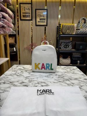 Karl Lagerfeld Paris Premium Quality Backpack With Dust Bag (f-white)