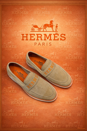 Hermes_logo Caream 100% Genuine Suede Leather