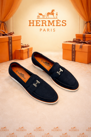 Hermes_logo blue 100% Genuine Suede Leather