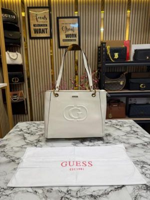 Guess Stone Eco Mietta Tote With Dust Bag (White)