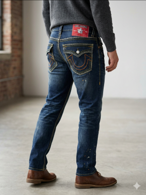 True Religio n  Boot cut Premium Imported Stretchable lycra fabric Denim with back flap pocket Design Denim 3884
