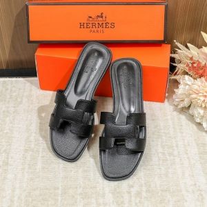 Hermes Paris Oran Flats With OG Box & Carry Bag (Black - 752)