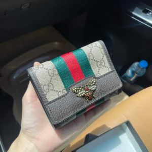 Gucc_i Bee Stripe Tri-fold Wallet With Box (1983-20)