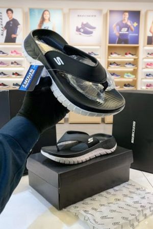 SKECHERS-MEN-GO-RECOVER-0229018-BBK-SLIP-ON-SANDALS-BLACK-WHITE