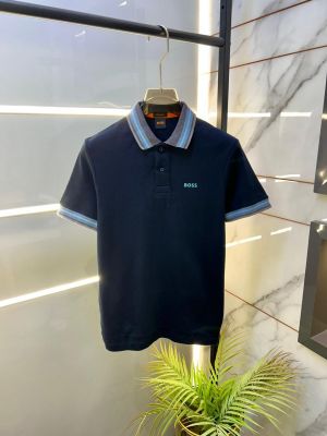 Hugo_Boss Navy Collar Neck Premium Polo T-shirt F3461-NY