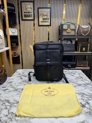 Prad_a New Saffiano Re-Nylon Unisex Backpack With Dust Bag (2025-Black)