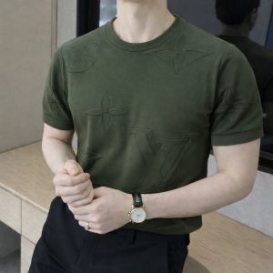 Loui s Vuitton Imported Green knitted Super Premium Round Neck T-shirt F3530-GR