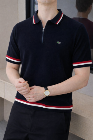 Lacost e Black Imported knitted Premium Collar Neck Polo T-shirt F3485-BL