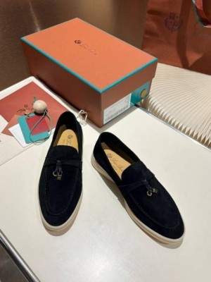 LORO PIANA SUMMER CHARMS WALK LOAFERS IN BLACK SUEDE LB