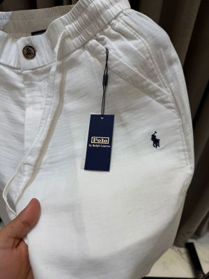 Ralp_h lauren imported logo Linen treak pants white 