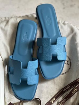 Hermes Blue Oran Flats NO RETURN FIX PRICE With Original Box & Carry Bag Packing