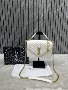Ysl Collage Black-Silver Medium Shoulder Bag With Original Box & Dust Cover