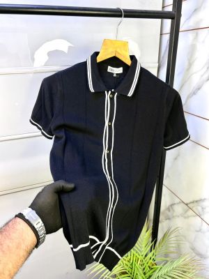 Zar a Knitted Black Imported Super Premium Collar Shirt F3134-BL