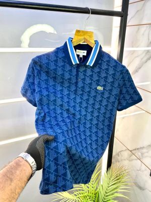Lacost e Blue Monogram Polo Premium Collar Neck T-shirt F3184-BU