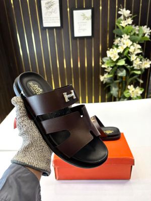 Hermes Chypre Soft Comfort Brown Black Sandal