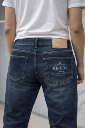 Prad a Blue Shade Straight Fit Premium Imported Stretchable Lycra Fabric Denim with Printed Logo 3713
