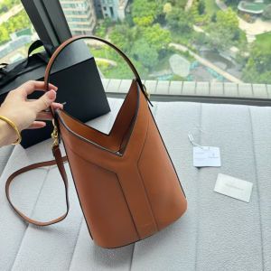 Ysl Y top handle bucket bag with dust bag(2535-brown)