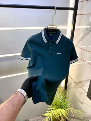 Hugo_Boss Green Collar Neck Premium Polo T-shirt F3499-GR