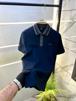 Hugo_Boss Navy Collar Neck Premium Polo T-shirt F3499-NY