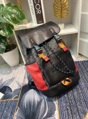 Coach_Rivington_Backpack_Colorblock_Black_Red_Signature_Canvas_Unisex_Backpack_With_Dust_Cover_058-1_Black_Red