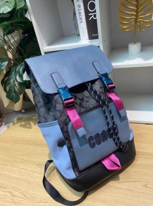 Coach_Rivington_Backpack_Colorblock_Black_Blue_Black_Signature_Canvas_Unisex_Backpack_With_Dust_Cover_058-1_Black_Blue_Black