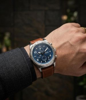 Fossi_l Bronson Chronograph Luggage Leather