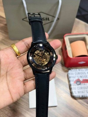 Fossi l Townsman All Black Leather Watch