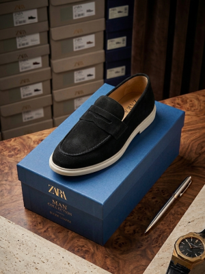 ZAR.A BLACK SUEDE LOAFER 500