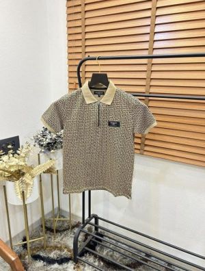 Balmai_n All Over Monogram Printed Premium Zipper Polo T-shirt