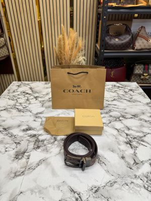 Coac_h Signature Reversible Leather Belt Signature Canvas Plus Embossed (Brown)