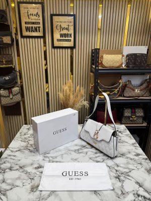 Guess Quilted G Flap Shoulder Bag With Box And Dust Bag (Black)