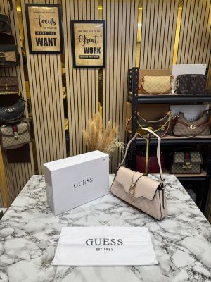 Guess Quilted G Flap Shoulder Bag With Box And Dust Bag (Pink)