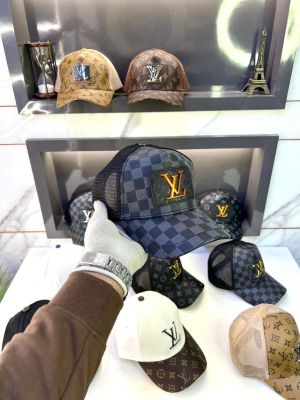 Loui s_Vuitton Logo Premium Black-Grey Cap F3438-A2